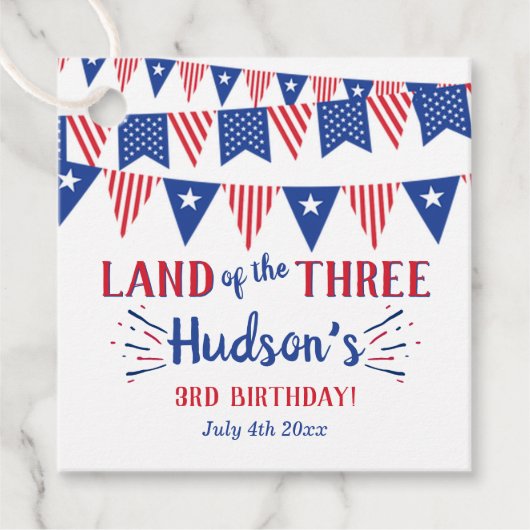 Étiquettes Cadeau Terre Des Trois ! 4 juillet 3ème anniversaire (Devant)