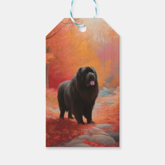 Étiquettes-cadeau Terre-Neuve en automne Leaves Fall Inspire (Devant)