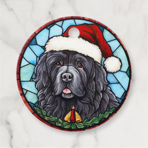 Étiquettes Cadeau Terre-Neuve Verre tâté Noël