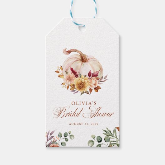 Étiquettes-cadeau Terrine de rouille Fleurs de Pampas et Citrouille (Devant)