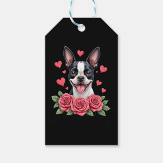 Étiquettes-cadeau Tervueren avec des cœurs de roses rouges pour la S