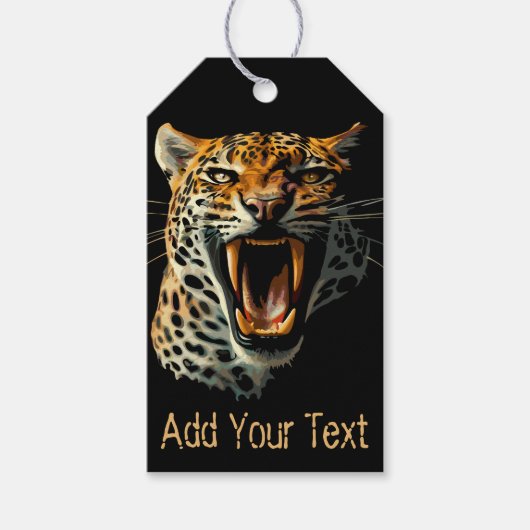 Étiquettes-cadeau Tête d'attaque du léopard (Devant)