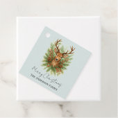 Étiquettes Cadeau Tête de cerf de la forêt rustique avec feuillage d (En situation)