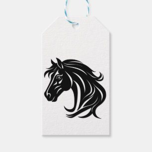Étiquettes-cadeau Tête de magnifique cheval noir  