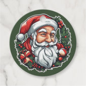 Étiquettes Cadeau Tête de Noël à couronne (Devant)