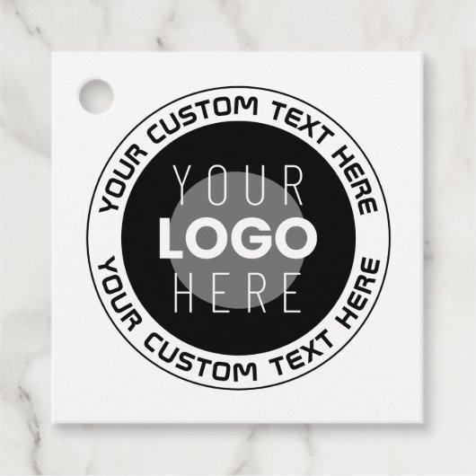 Étiquettes Cadeau Texte circulaire modifiable et logo remplaçable |  (Devant)