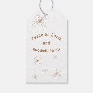 Étiquettes-cadeau Texte or minimaliste de la paix sur Terre