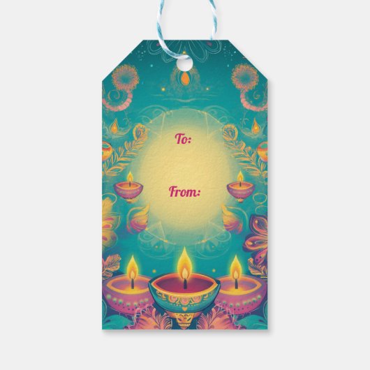 Étiquettes-cadeau Texte personnalisé, Diwali Spark Illuminer et célé (Dos)