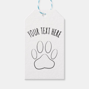 Étiquettes-cadeau Texte personnalisé Empreinte de patte blanc