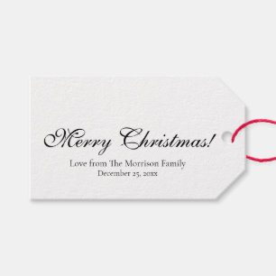 Étiquettes-cadeau Texte personnalisé noir minimaliste Noël