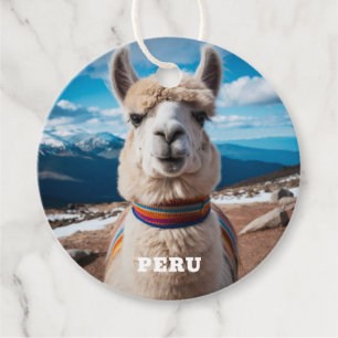 Étiquettes Cadeau Texte personnalisé Pérou Llama