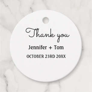 Étiquettes Cadeau texte simple et minimal blanc mariage merci pour
