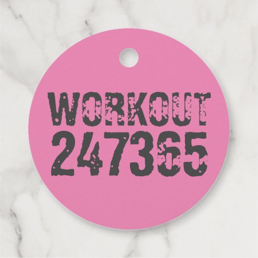 Étiquettes Cadeau Texte usé et rayé Workout 247365 rose (Dos)