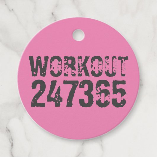 Étiquettes Cadeau Texte usé et rayé Workout 247365 rose (Devant)