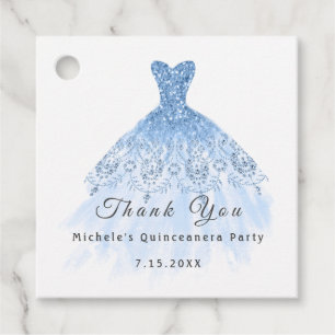 Étiquettes Cadeau Than You Bridal 16th Quinceanera Party Blue Pastel