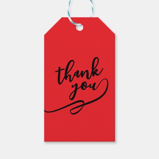 Étiquettes-cadeau Thank You Bright Red Classical Unique Simple (Devant)