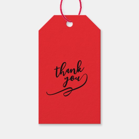 Étiquettes-cadeau Thank You Bright Red Classical Unique Simple (Devant)