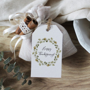 Étiquettes-cadeau Thankgiving Eucalyptus Wreath
