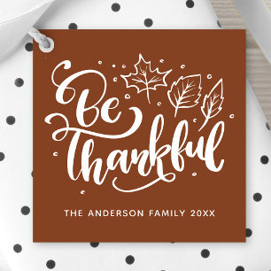 Étiquettes Cadeau Thanksgiving Be Thanksgiving Script Harvest Brown