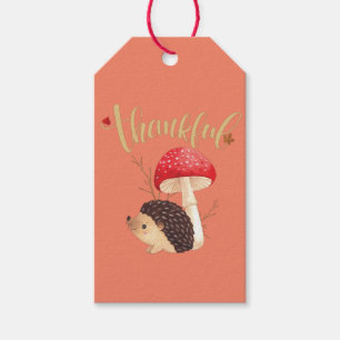 Étiquettes-cadeau Thanksgiving Cute Kawaii Hedgehog automne