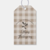 Étiquettes-cadeau Thanksgiving Fall Folid Feuilles Brown Plaid (Devant)