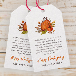 Étiquettes-cadeau Thanksgiving Poem Pays Russe Citrouille Harvest