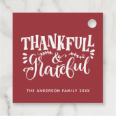 Étiquettes Cadeau Thanksgiving Thankful & Grateful Fall Harvest (Dos)