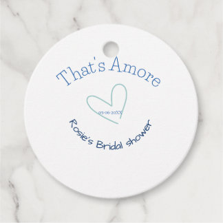 ÉTIQUETTES CADEAU THATS AMORE BRIDAL SHOWER BLUE HEART NAME DATE SIM