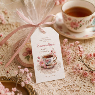 Étiquettes-cadeau Thé à l'heure florale vintage tasse à thé baby sh