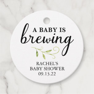 Étiquettes Cadeau Thé de Baby shower neutre pour les femmes, Café, B