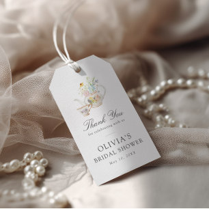 Étiquettes-cadeau Thé de mariage floral coloré