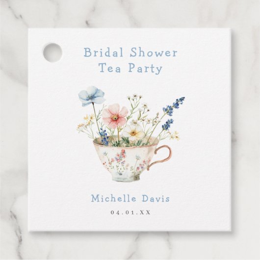 Étiquettes Cadeau Thé de mariage floral de printemps (Devant)