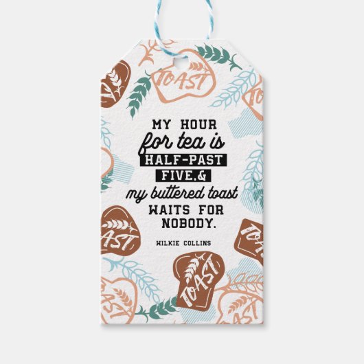 Étiquettes-cadeau Thé et citations de toasts beurrées (Devant)