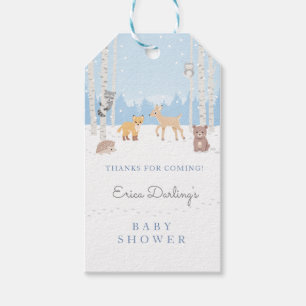 Étiquettes-cadeau Thème baby shower Woodland   forêt d'hiver