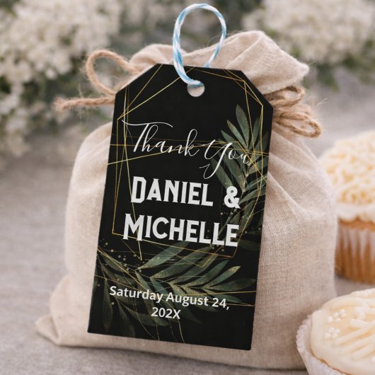 Étiquettes-cadeau Thème Botanique Mariage Arché Noir Moderne