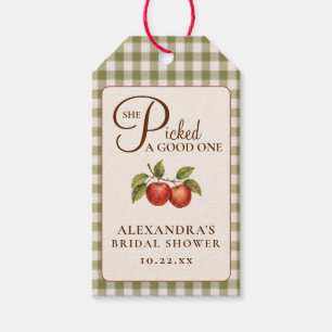 Étiquettes-cadeau Thème Campagnard Vert Sauge Gingham Apple Enterrem