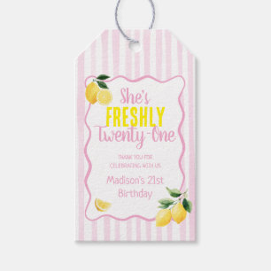 Étiquettes-cadeau Thème d'anniversaire 21 ans Freshly Lemon et bande