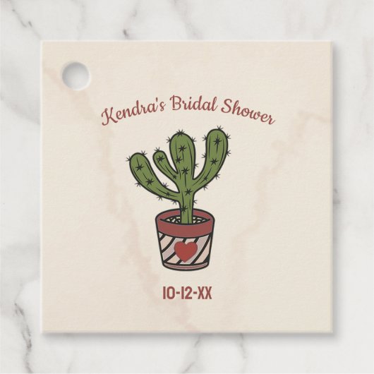 Étiquettes Cadeau Thème de fête de mariage personnalisé Cactus (Devant)