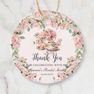 Étiquettes Cadeau Thème de fête de thé floral rose vintage pour ente