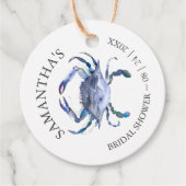 Étiquettes Cadeau Thème de fête prénuptiale de plage Crabe (Devant)