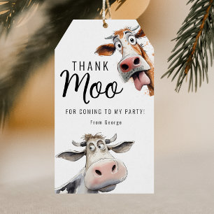 Étiquettes-cadeau Thème de la vache   Merci de fête d'anniversaire