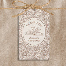 Thème de livre Brun Fleurs Littéraire Baby Shower