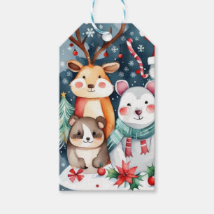 Étiquettes-cadeau Thème de Noël Animaux mignons