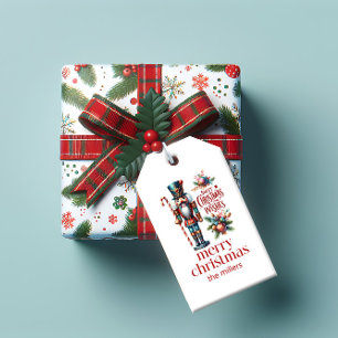 Étiquettes-cadeau Thème de Noël Nutcracker Retro Typographie Vin L