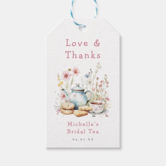 Étiquettes-cadeau Thème de thé de mariage floral (Devant)