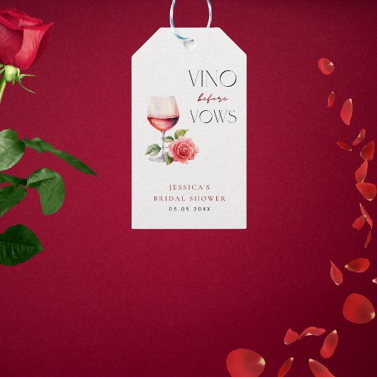 Étiquettes-cadeau Thème de vin rosé Vino Before Vows pour enterremen