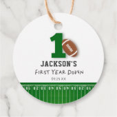 Étiquettes Cadeau Thème Football Première année en bas Anniversaire (Dos)