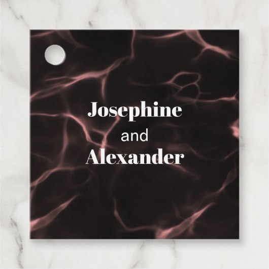 Étiquettes Cadeau Thème marbré rose et noir (Devant)