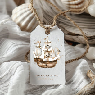 Étiquettes-cadeau Thème Marin Anniversaire Bateau Pirate Brun