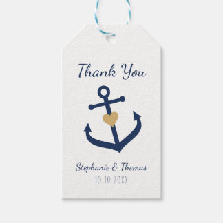 Étiquettes-cadeau Thème nautique Favoriser Tags - Marine Bleu Ancre